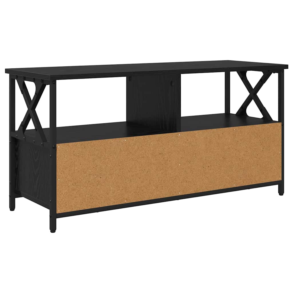 TV szekrény Fekete tölgy 90 x 33 x 45 cm Műszaki fa és acél