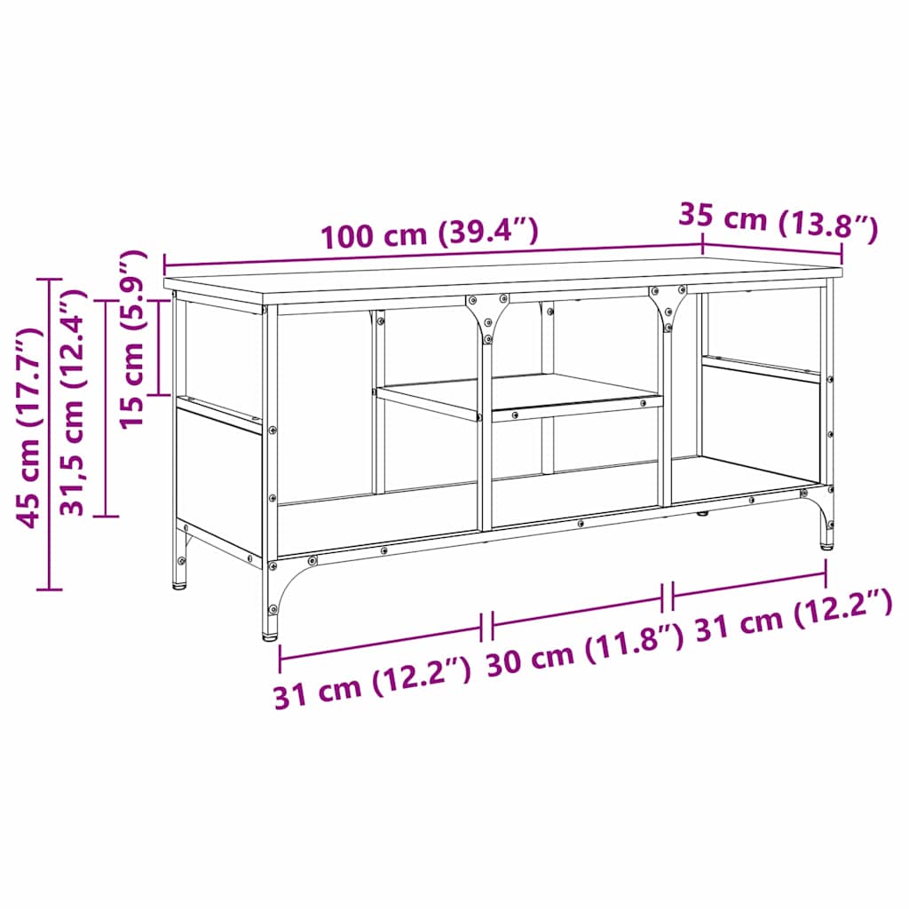 TV szekrény Öreg fa 100 x 35 x 45 cm Műszaki fa és vas