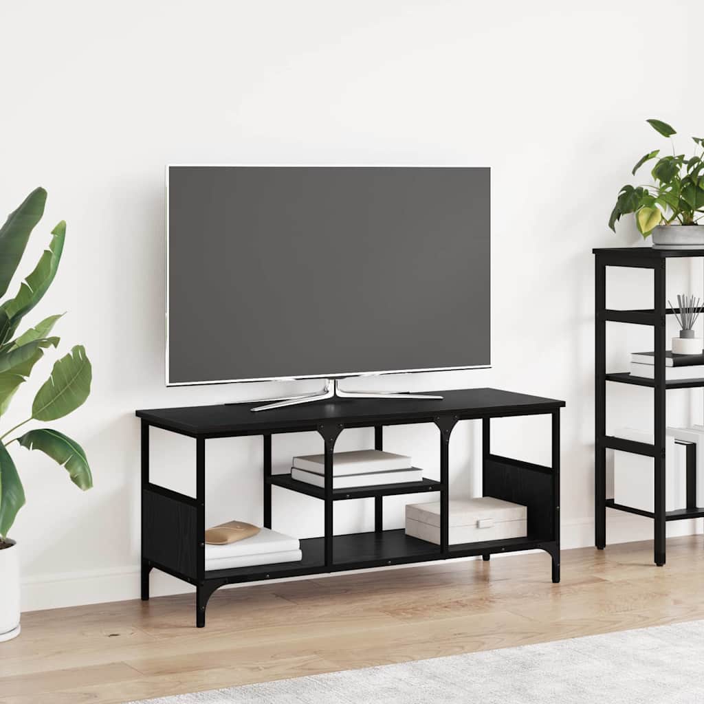 TV szekrény Fekete tölgy 100 x 35 x 45 cm Műszaki fa és vas
