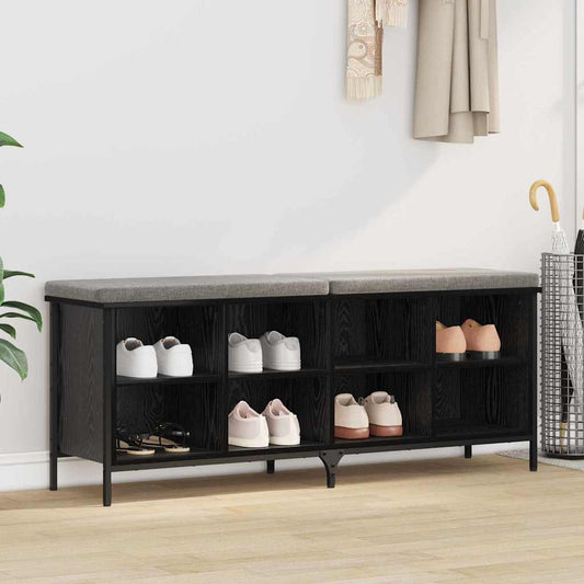 Cipőszekrény Fekete tölgy 131 x 35 x 50 cm Műszaki fa és vas