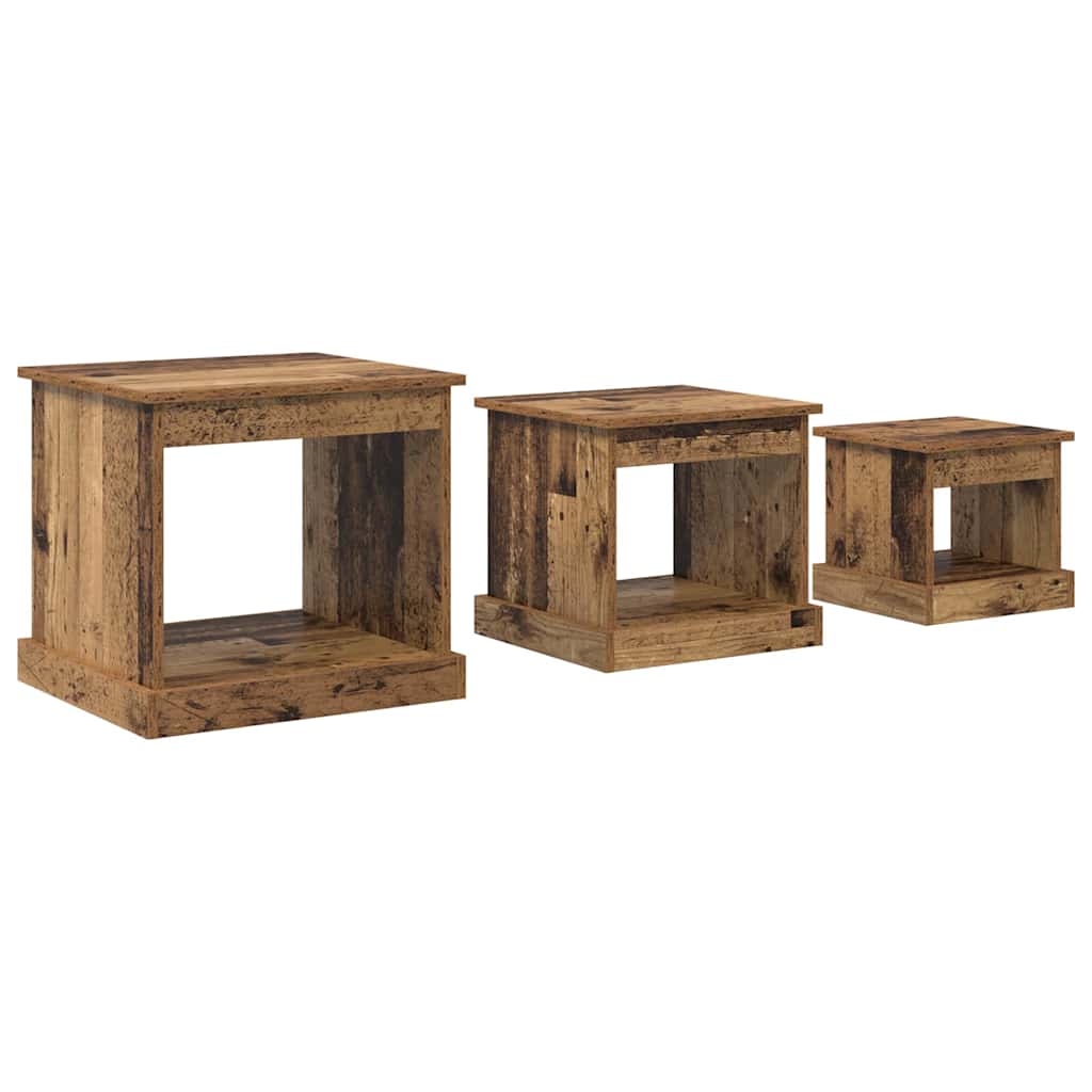 Dohányzóasztal 3 pcs Öreg fa 48 x 45 x 45 cm Szerelt Fa