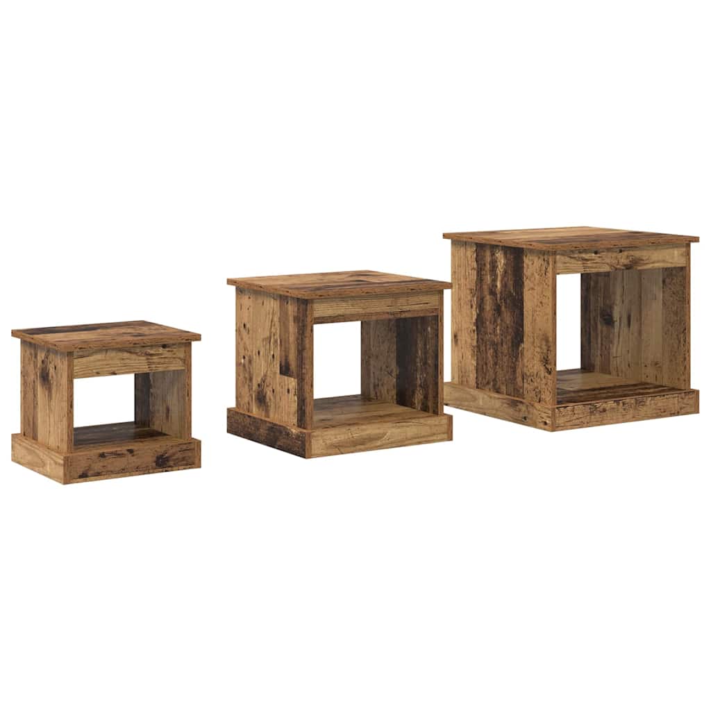 Dohányzóasztal 3 pcs Öreg fa 48 x 45 x 45 cm Szerelt Fa