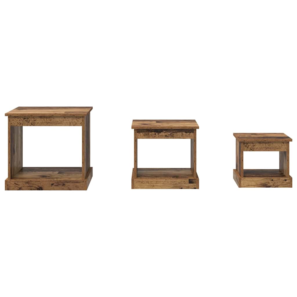 Dohányzóasztal 3 pcs Öreg fa 48 x 45 x 45 cm Szerelt Fa