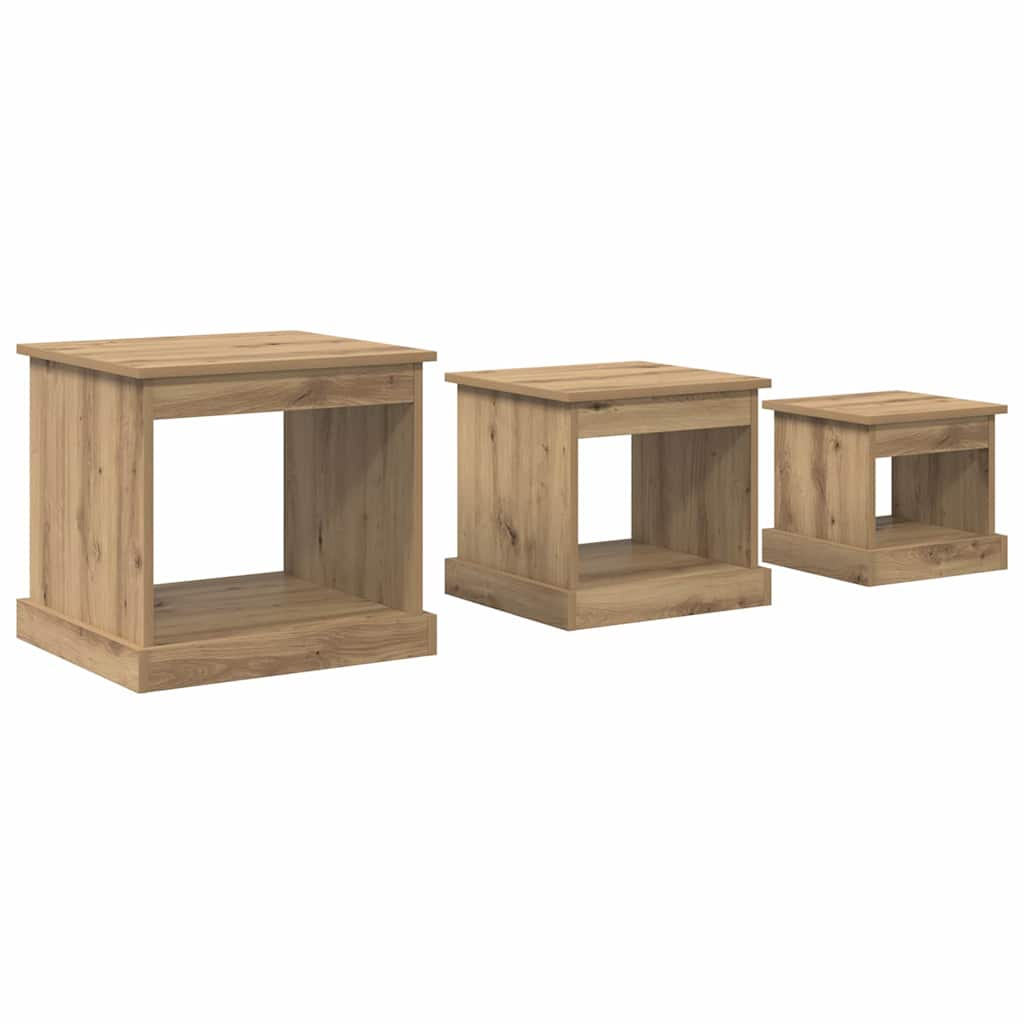 Dohányzóasztal 3 pcs Artisan tölgy 48 x 45 x 45 cm Szerelt Fa
