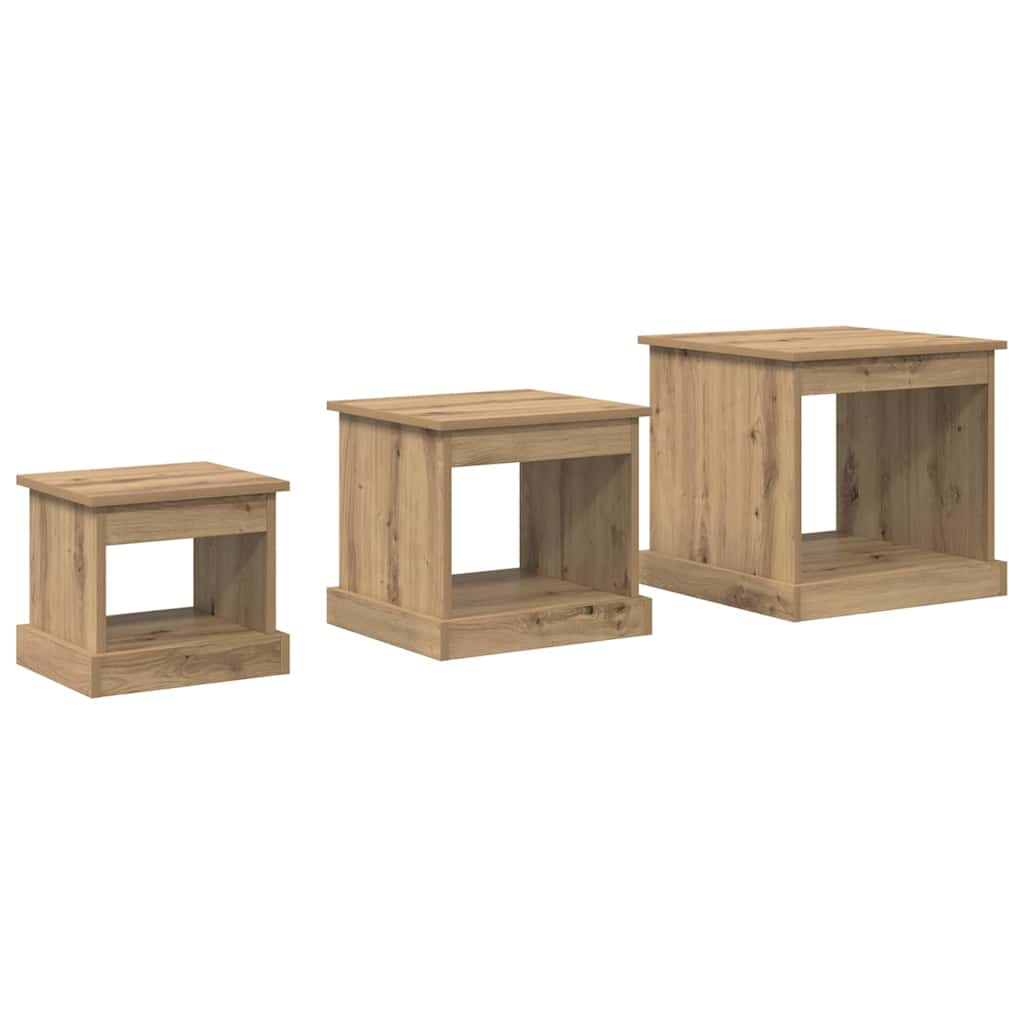 Dohányzóasztal 3 pcs Artisan tölgy 48 x 45 x 45 cm Szerelt Fa