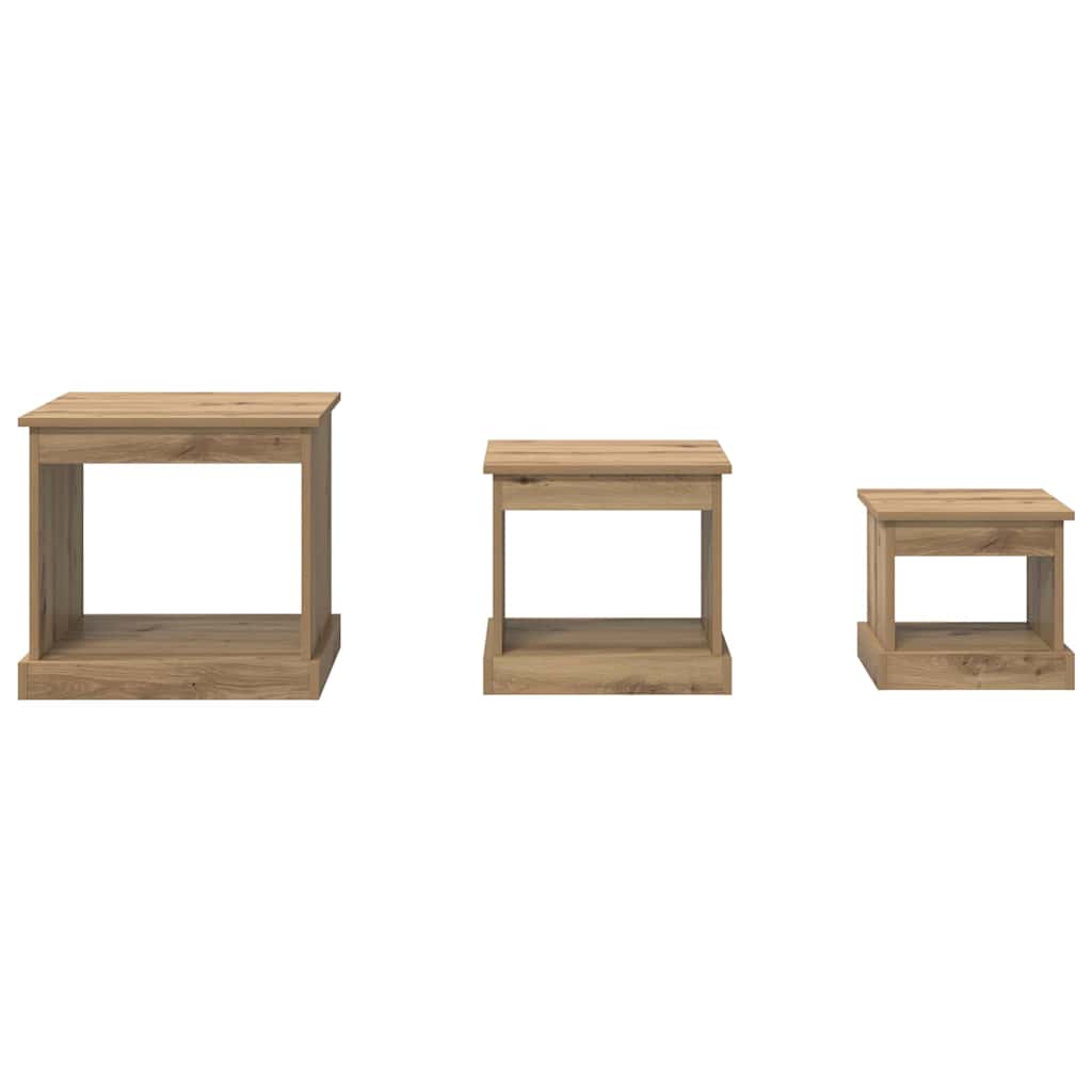 Dohányzóasztal 3 pcs Artisan tölgy 48 x 45 x 45 cm Szerelt Fa