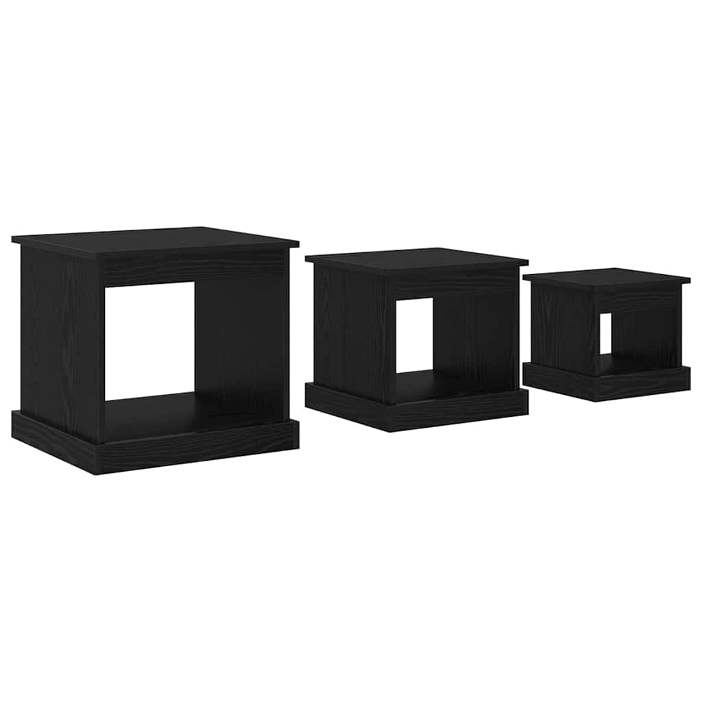 Dohányzóasztal 3 pcs Fekete tölgy Faanyag