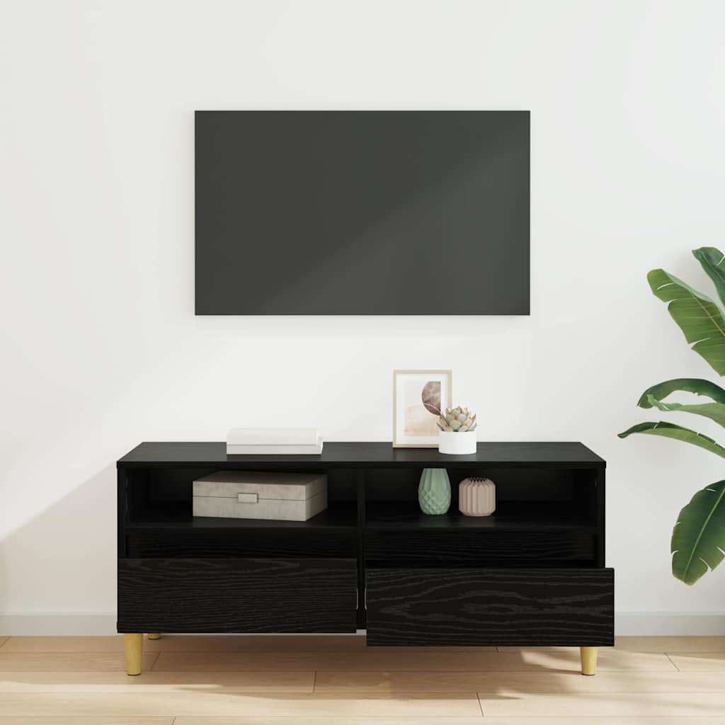 TV szekrény 100 x 34,5 x 44,5 cm Fekete tölgy Szerelt Fa