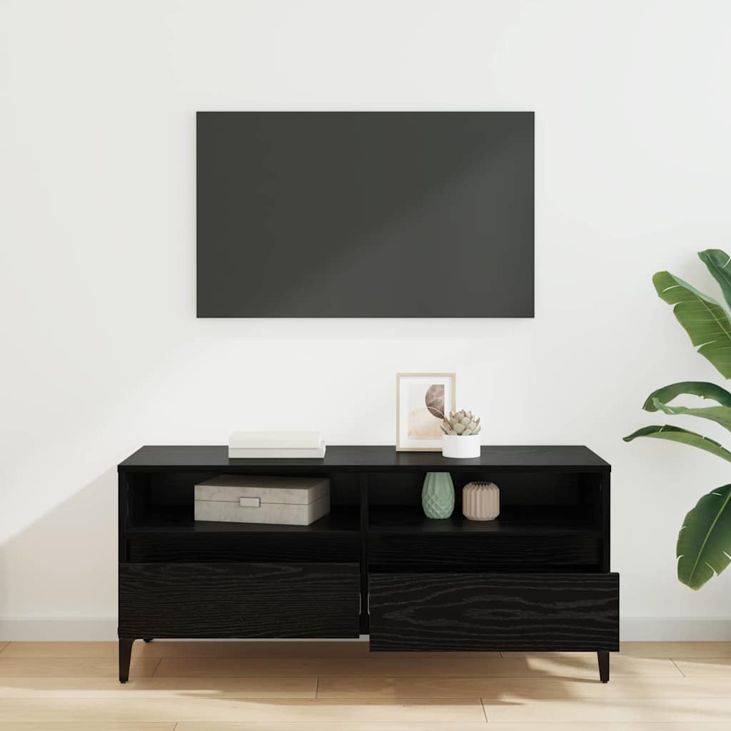 TV szekrény Fekete tölgy 100 x 34,5 x 44,5 cm Műszaki fa és vas