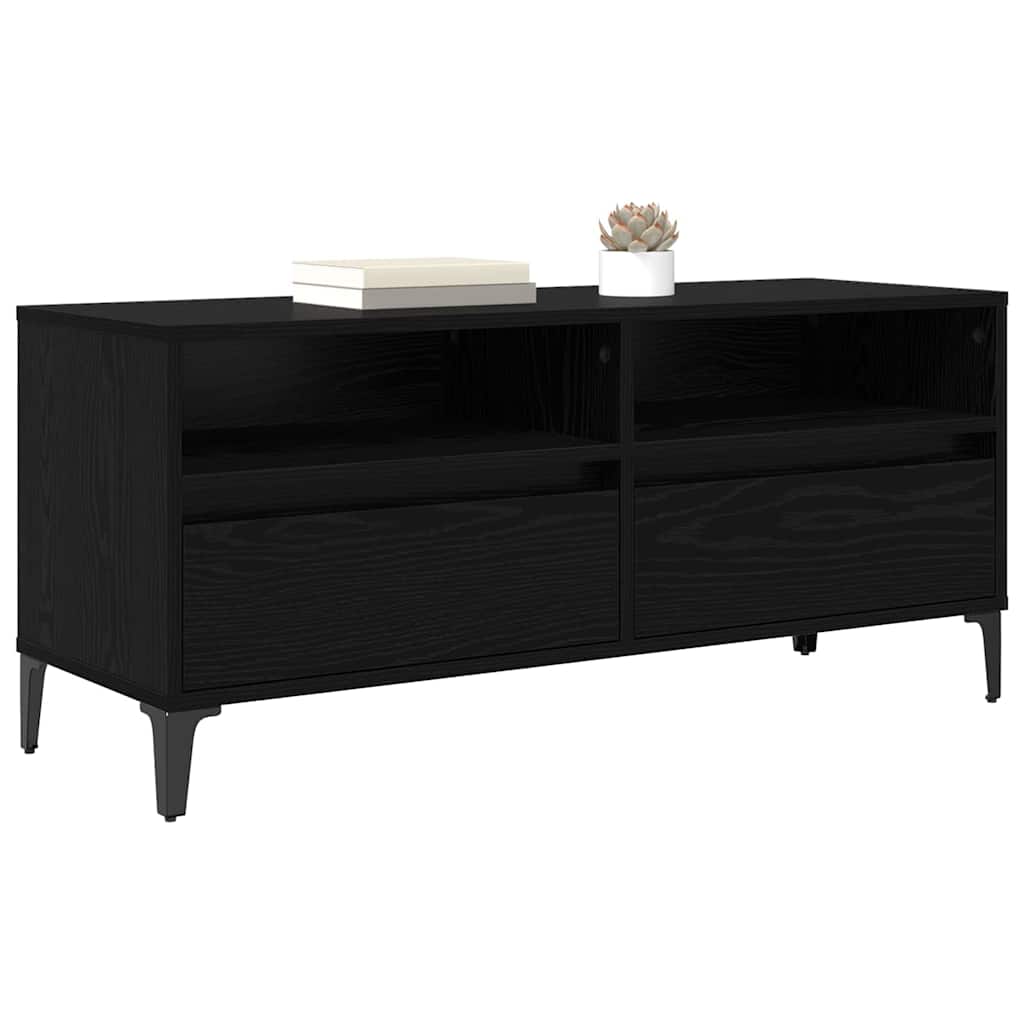 TV szekrény Fekete tölgy 100 x 34,5 x 44,5 cm Műszaki fa és vas