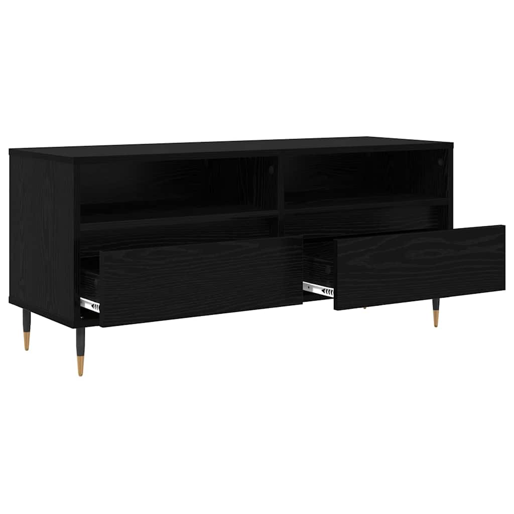 TV szekrény Fekete tölgy 100 x 34,5 x 44,5 cm Műszaki fa és vas