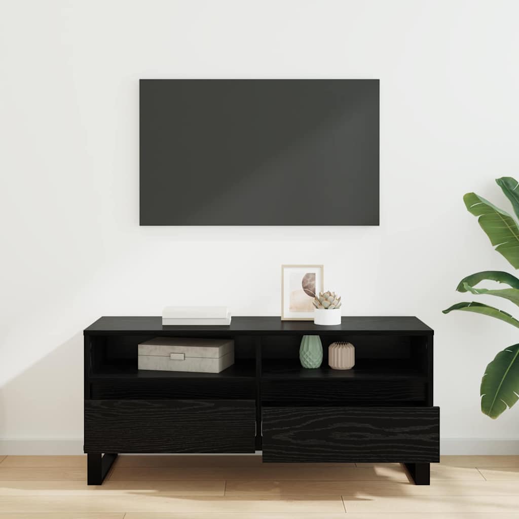 TV szekrény Fekete tölgy 100 x 34,5 x 44,5 cm Műszaki fa és vas