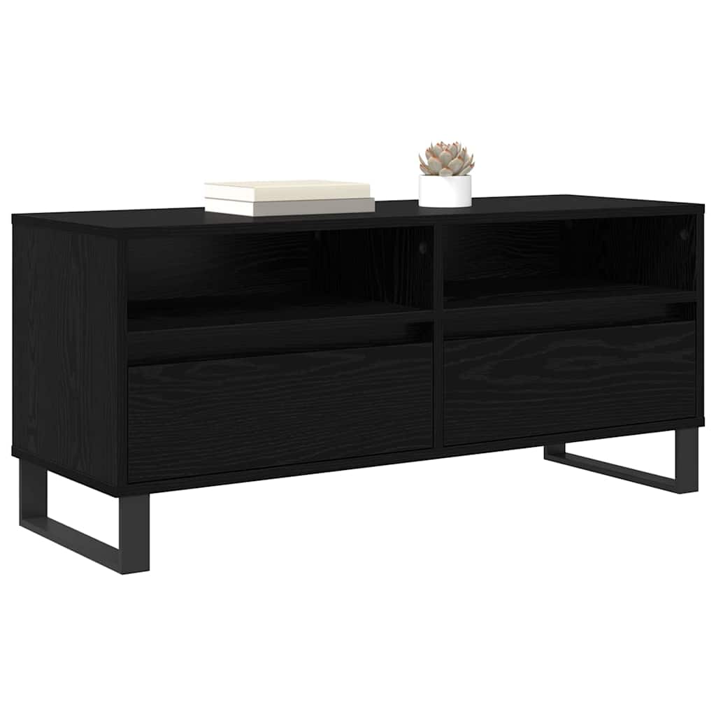 TV szekrény Fekete tölgy 100 x 34,5 x 44,5 cm Műszaki fa és vas