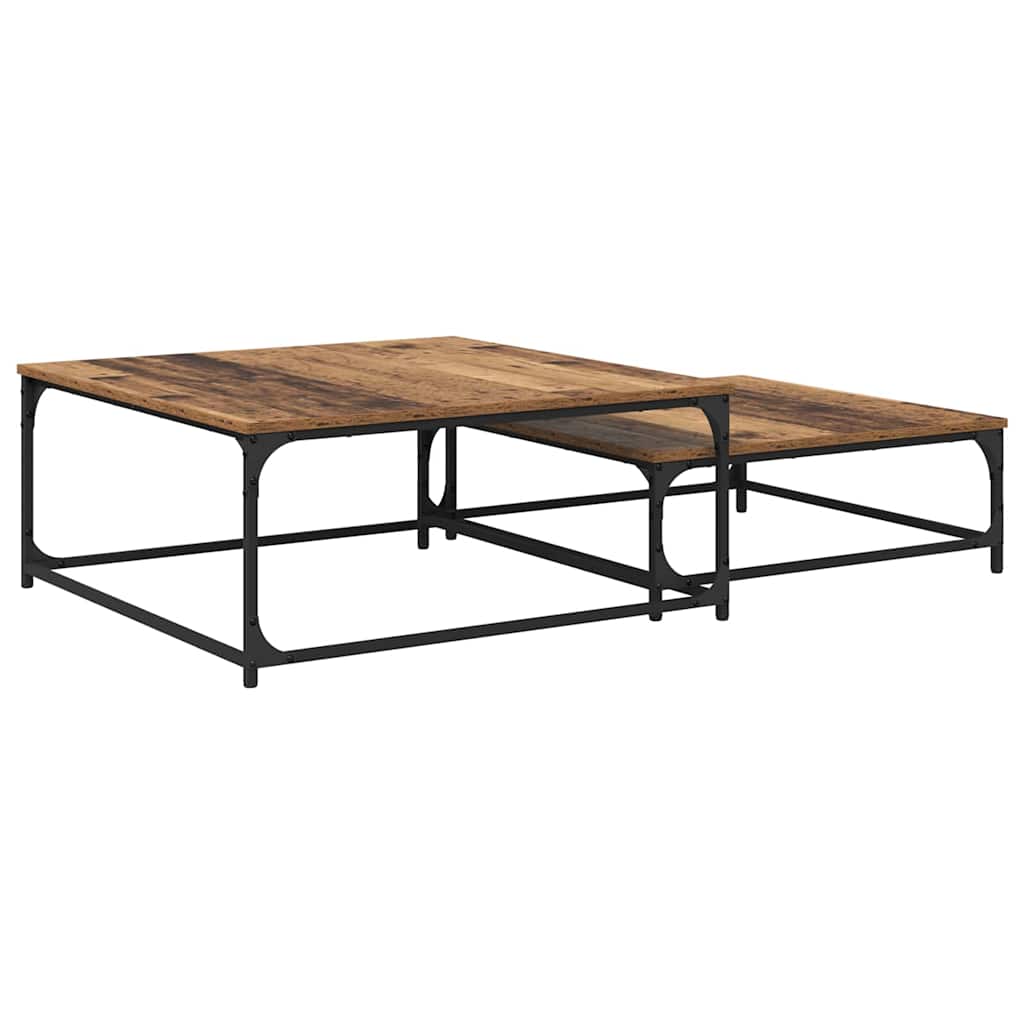 Dohányzóasztal 2 pcs Öreg fa 80 x 80 x 35 cm Szerelt Fa