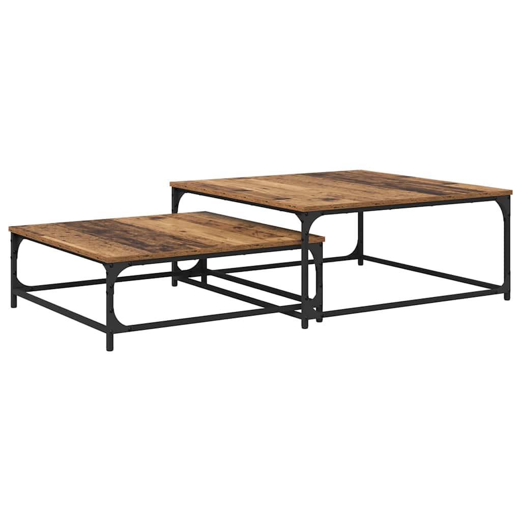 Dohányzóasztal 2 pcs Öreg fa 80 x 80 x 35 cm Szerelt Fa