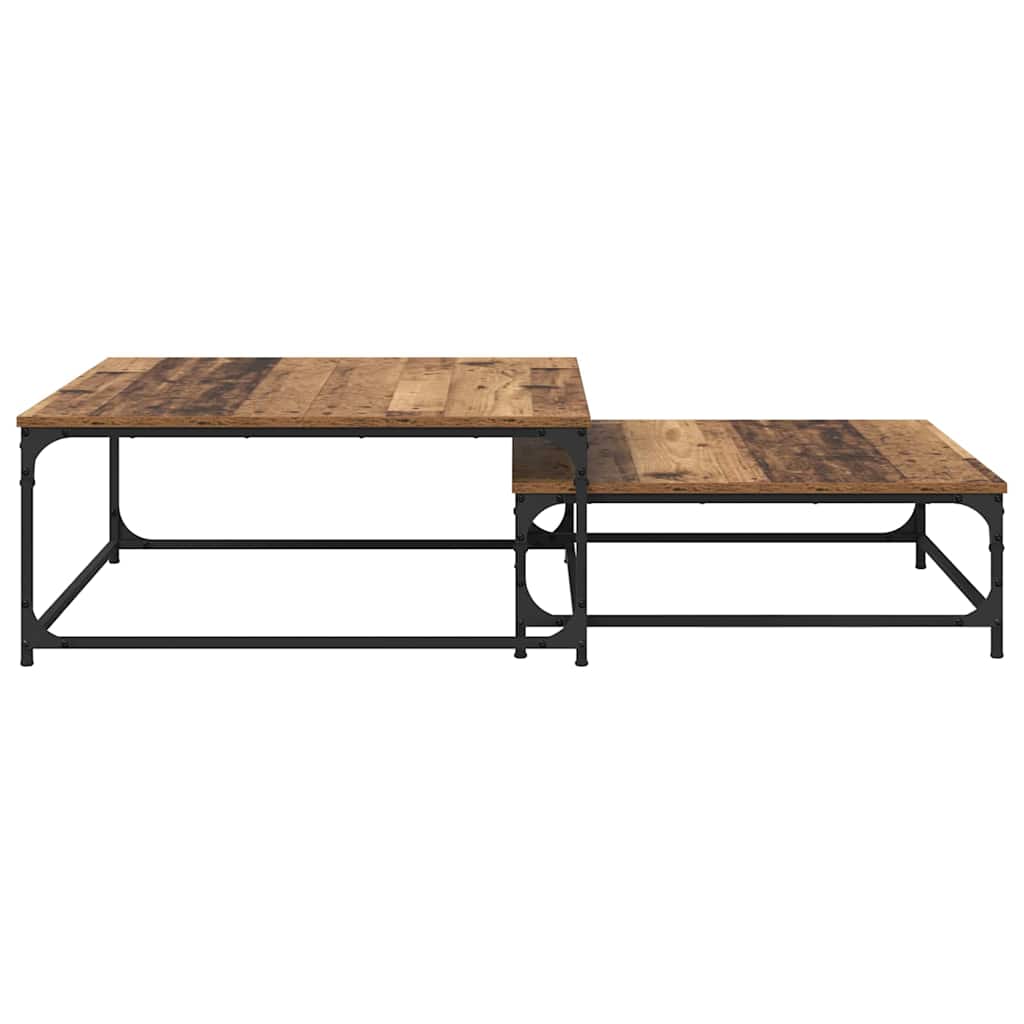 Dohányzóasztal 2 pcs Öreg fa 80 x 80 x 35 cm Szerelt Fa