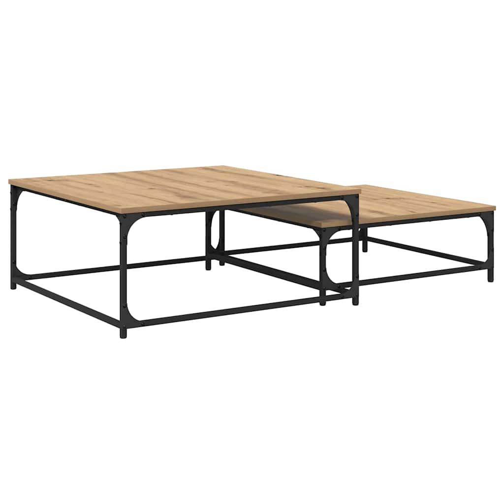 Dohányzóasztal 2 pcs Artisan tölgy 80 x 80 x 35 cm Szerelt Fa