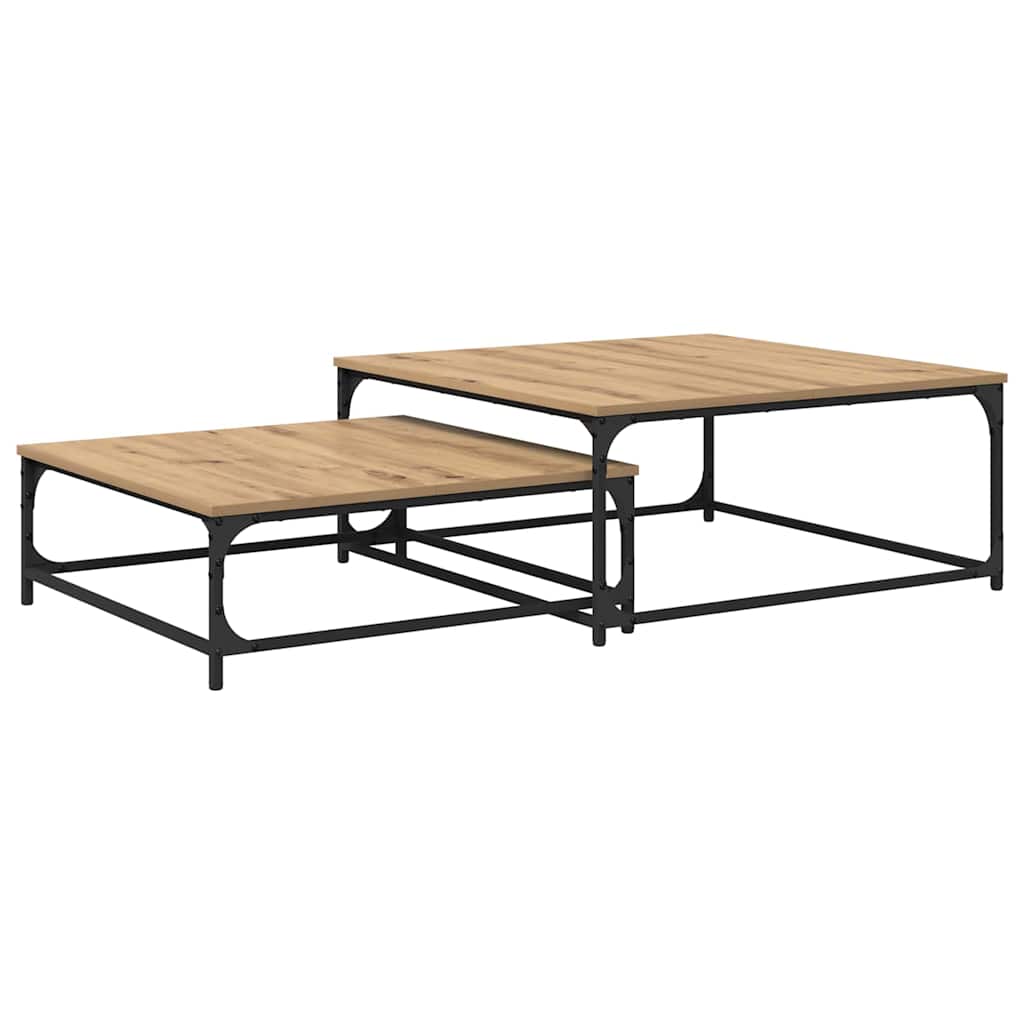 Dohányzóasztal 2 pcs Artisan tölgy 80 x 80 x 35 cm Szerelt Fa