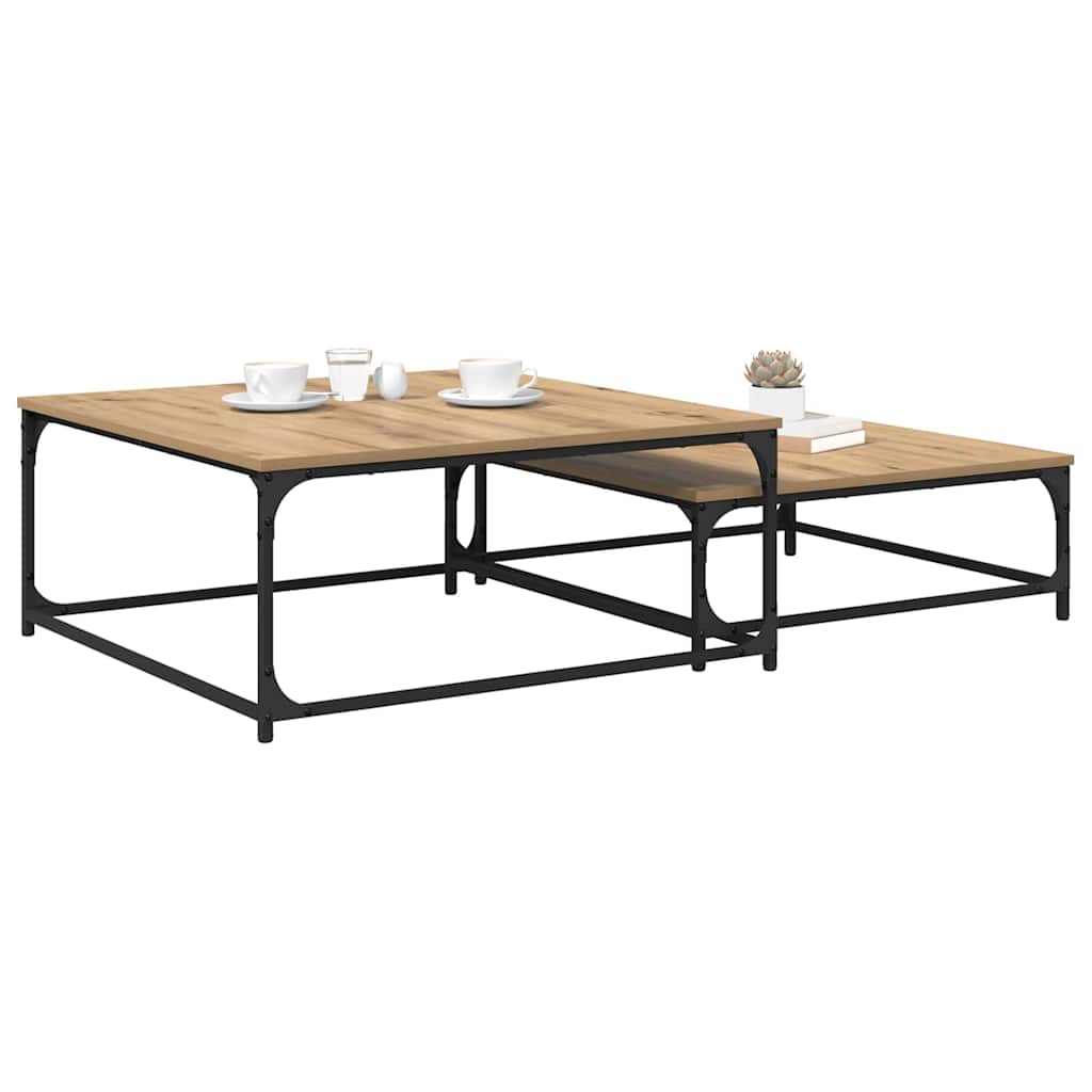 Dohányzóasztal 2 pcs Artisan tölgy 80 x 80 x 35 cm Szerelt Fa
