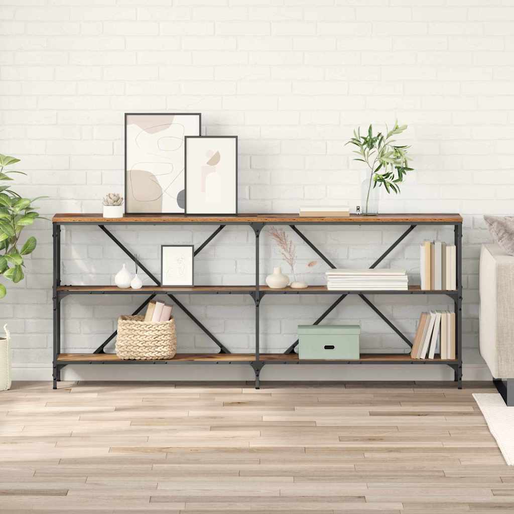 Konzolasztal polcokkal Öreg fa 180 x 30 x 75 cm Faanyag