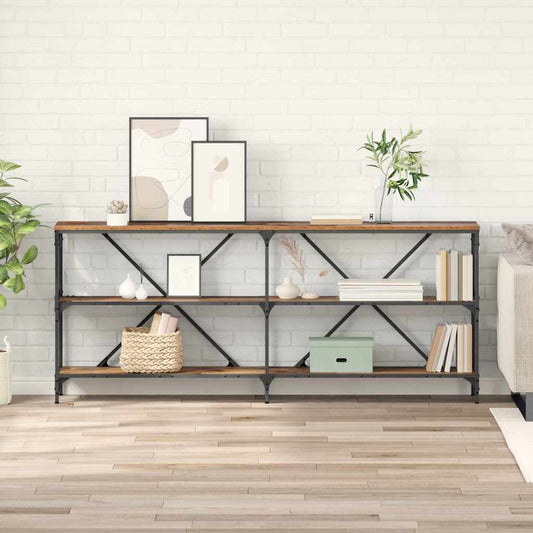 Konzolasztal polcokkal Öreg fa 180 x 30 x 75 cm Faanyag
