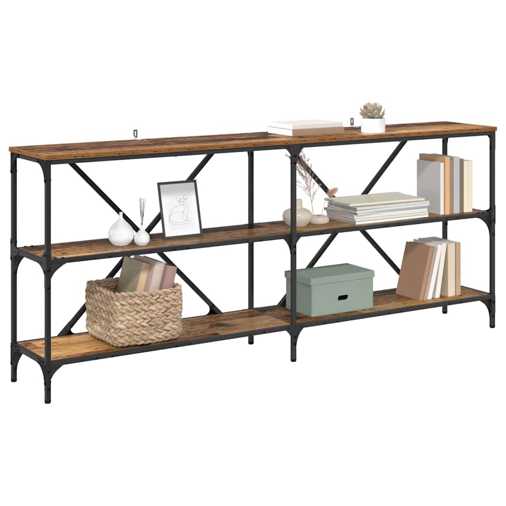 Konzolasztal polcokkal Öreg fa 180 x 30 x 75 cm Faanyag