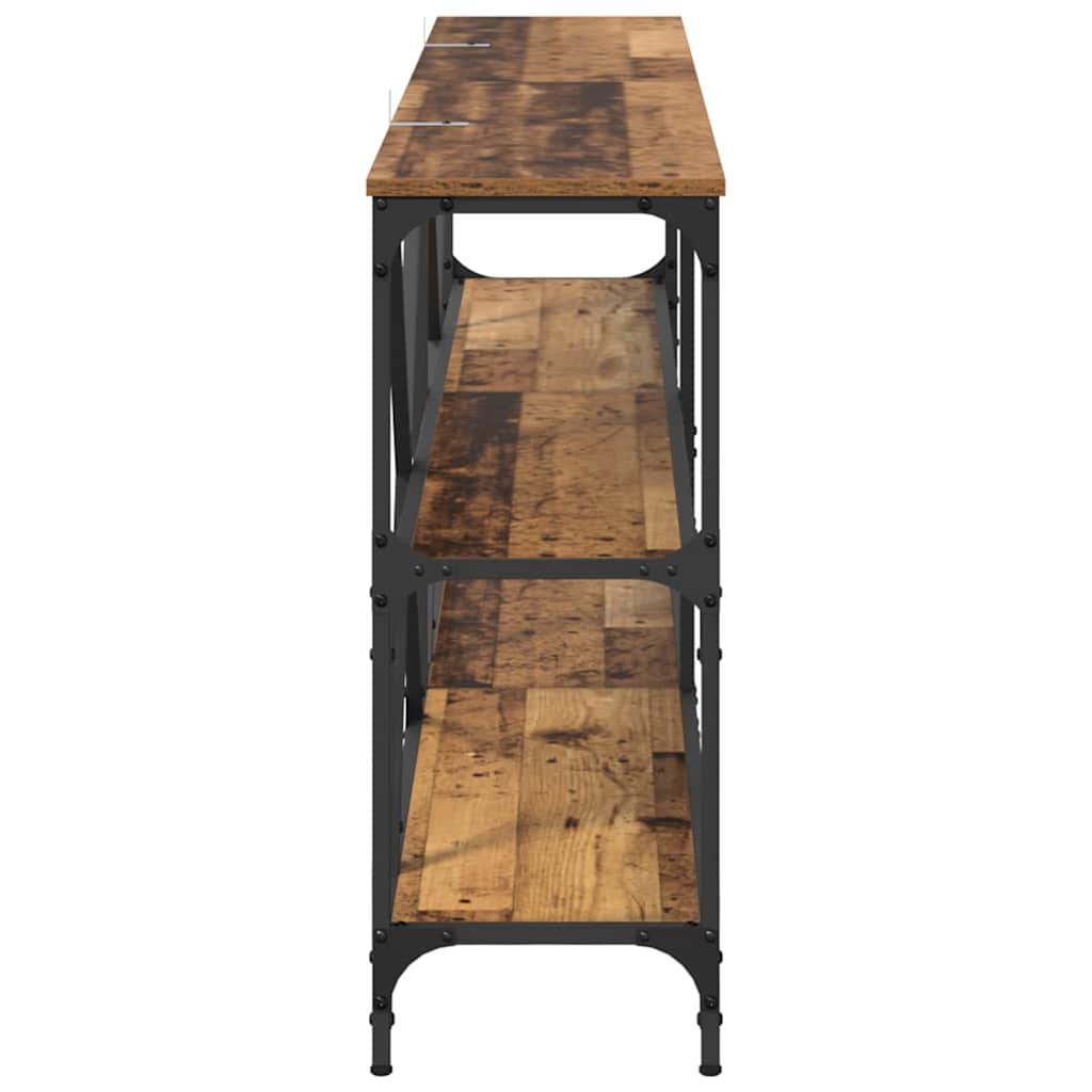 Konzolasztal polcokkal Öreg fa 180 x 30 x 75 cm Faanyag