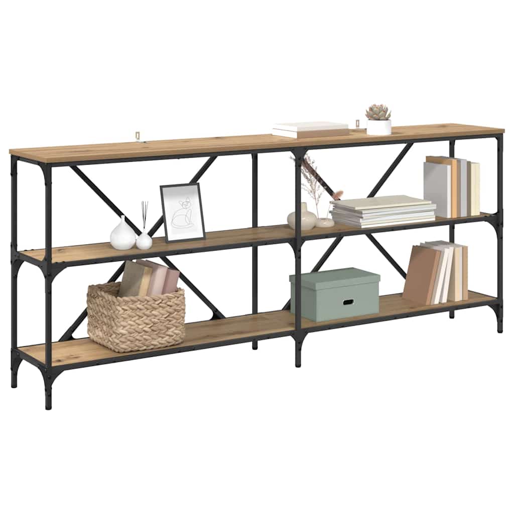 Konzolasztal polcokkal Artisan tölgy 180 x 30 x 75 cm Faanyag