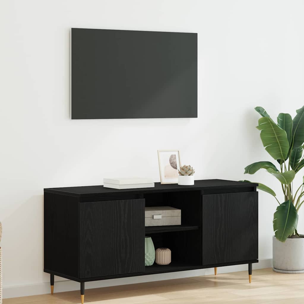 TV szekrény 104 x 35 x 50 cm Fekete tölgy Szerelt Fa