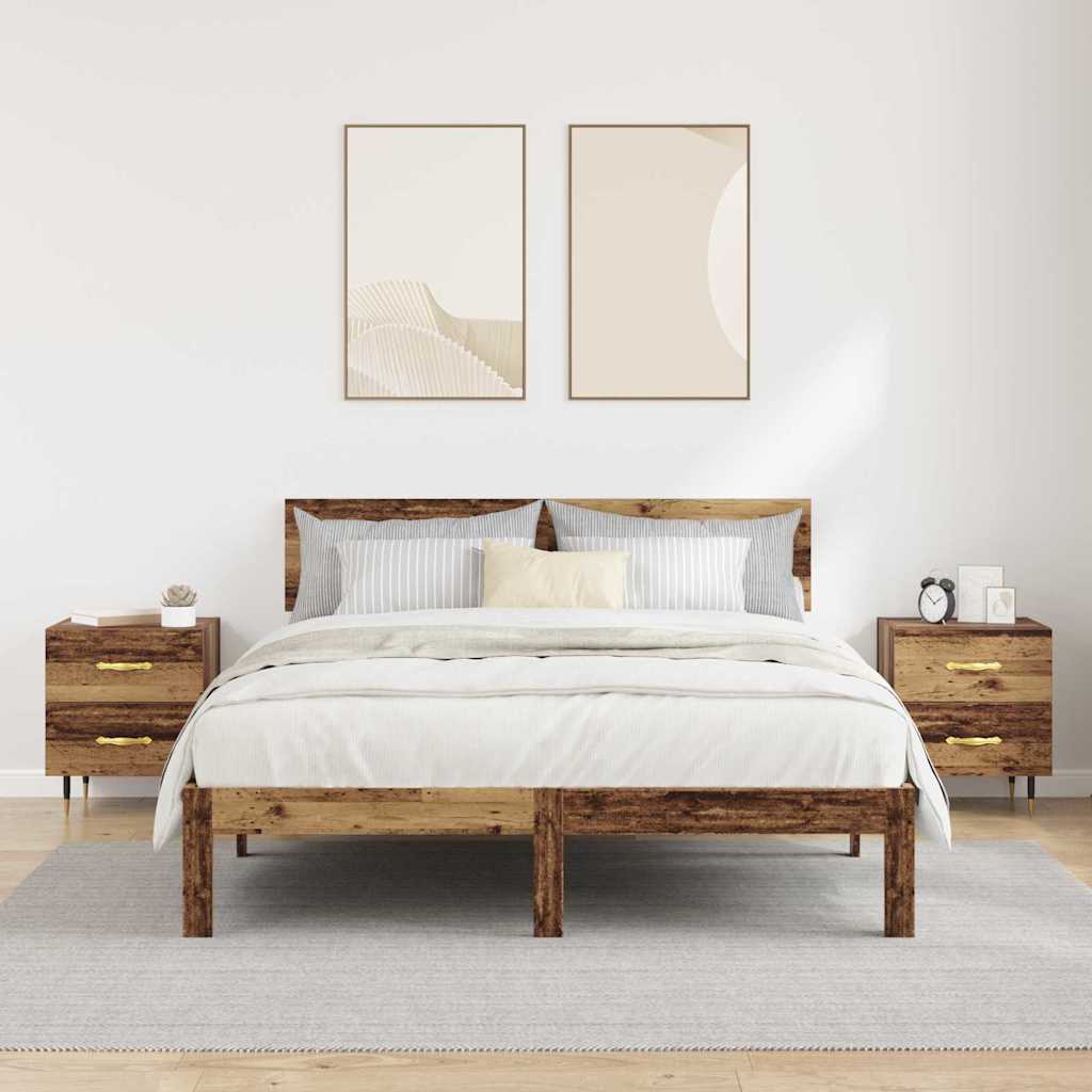 Éjjeliszekrény 2 db Öreg fa 40 x 35 x 47,5 cm Szerelt Fa