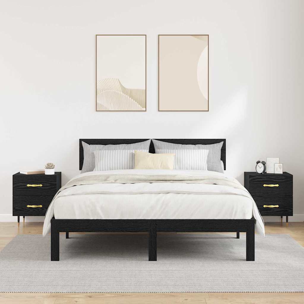 Éjjeliszekrény 2 db Fekete tölgy 40 x 35 x 47,5 cm Szerelt Fa