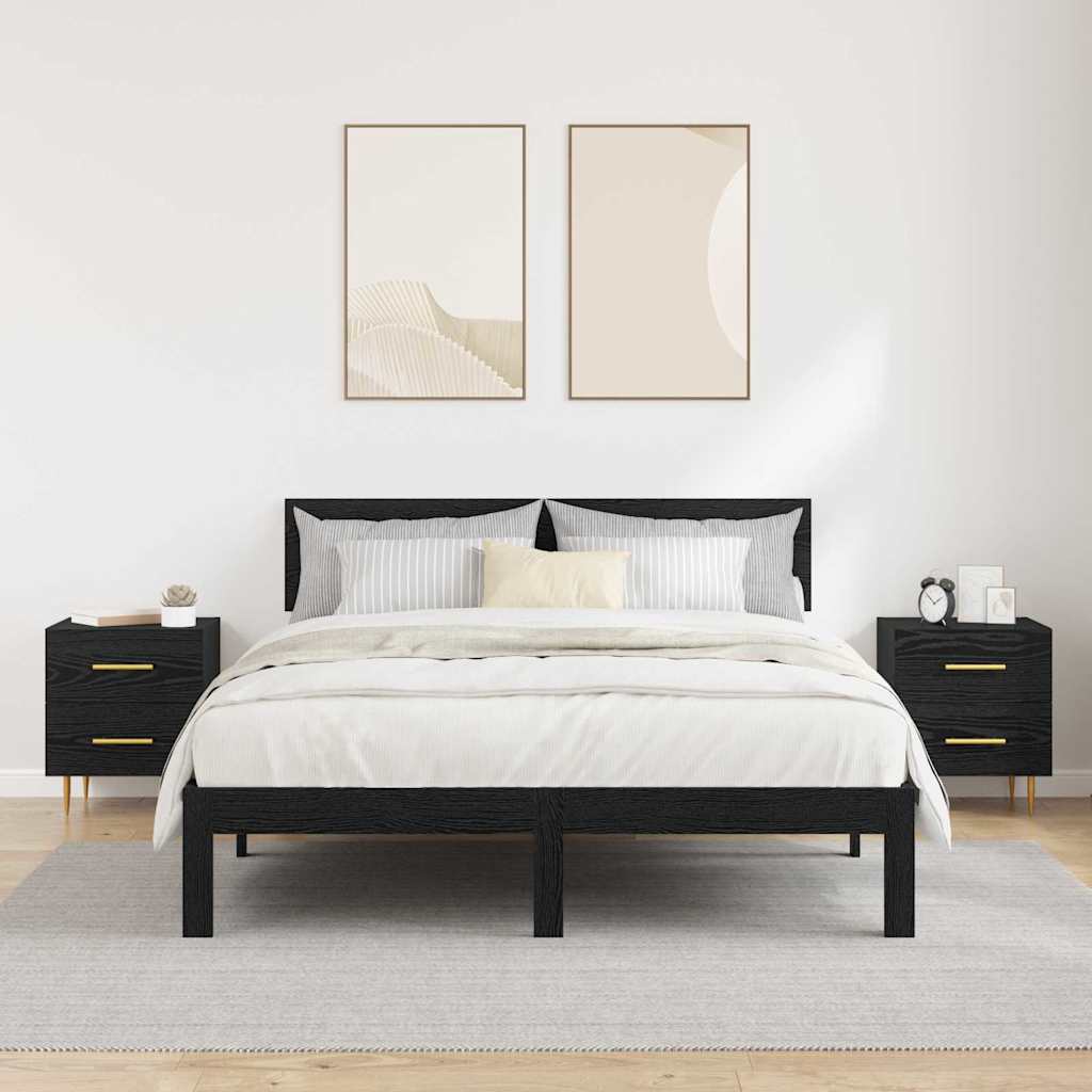 Éjjeliszekrény 2 db Fekete tölgy 40 x 35 x 47,5 cm Szerelt Fa