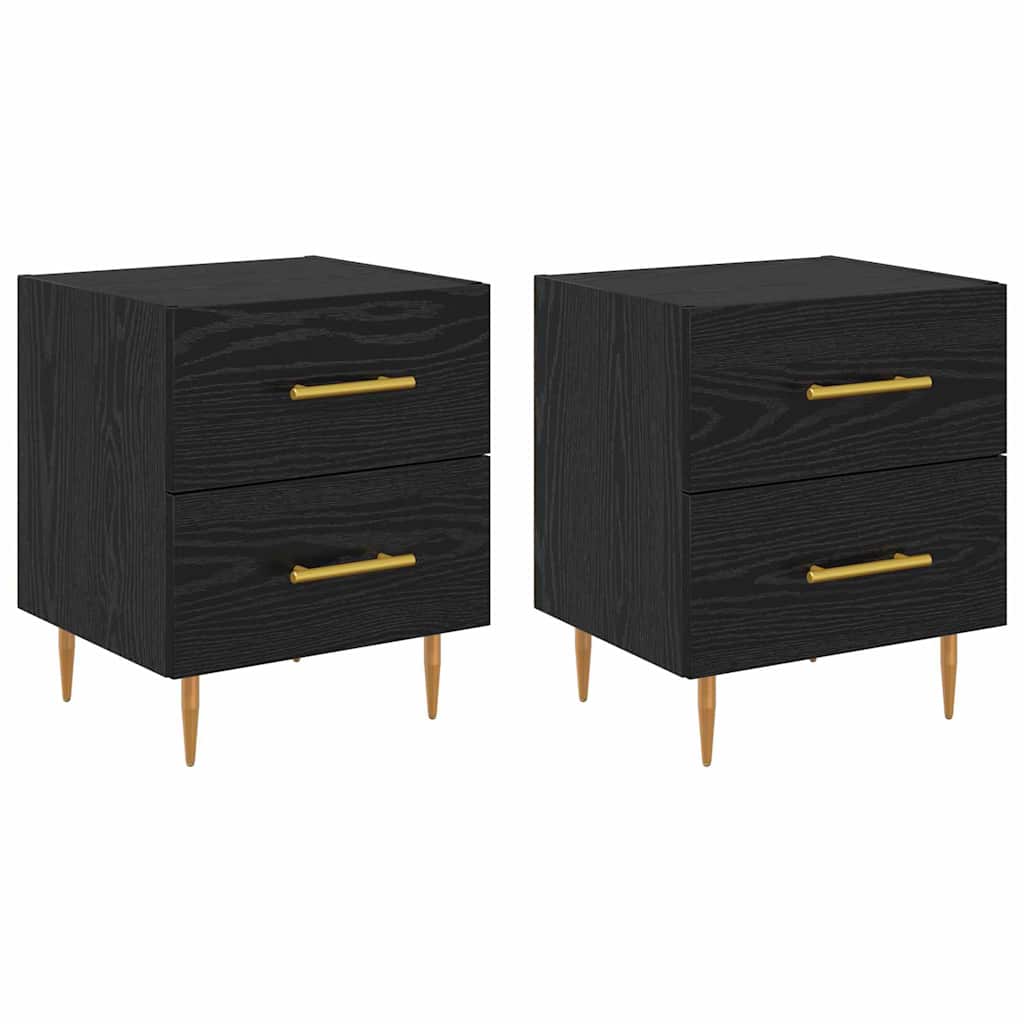 Éjjeliszekrény 2 db Fekete tölgy 40 x 35 x 47,5 cm Szerelt Fa