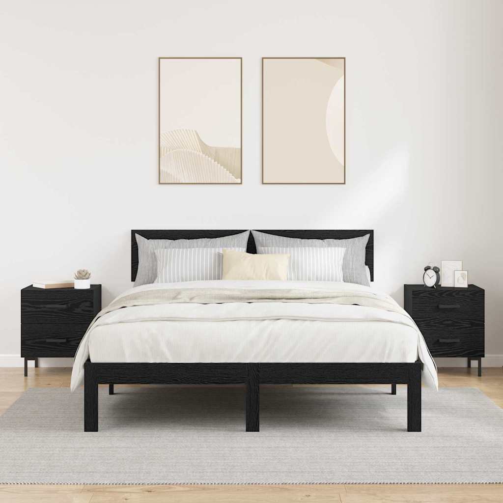 Éjjeliszekrény 2 db Fekete tölgy 40 x 35 x 47,5 cm Szerelt Fa