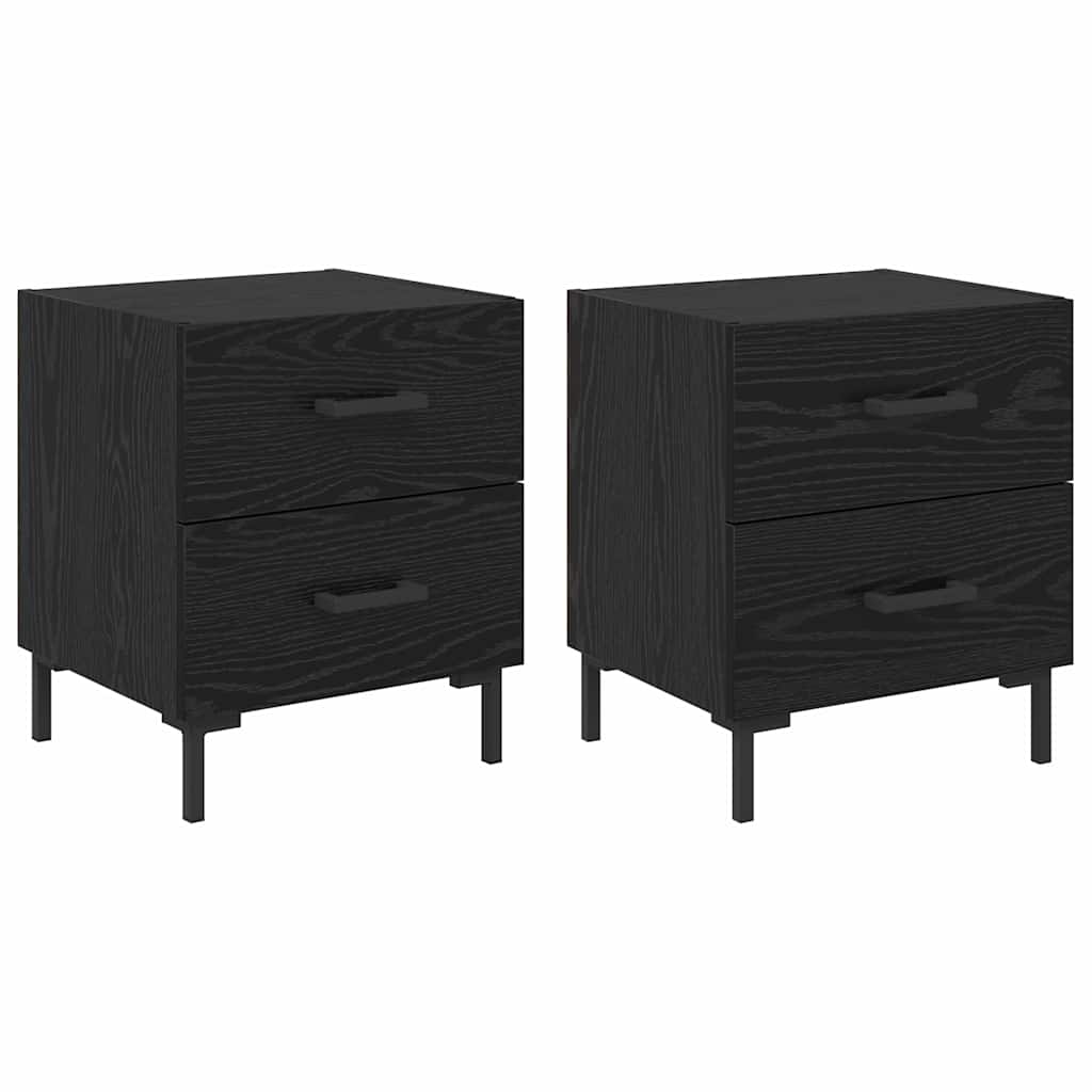 Éjjeliszekrény 2 db Fekete tölgy 40 x 35 x 47,5 cm Szerelt Fa