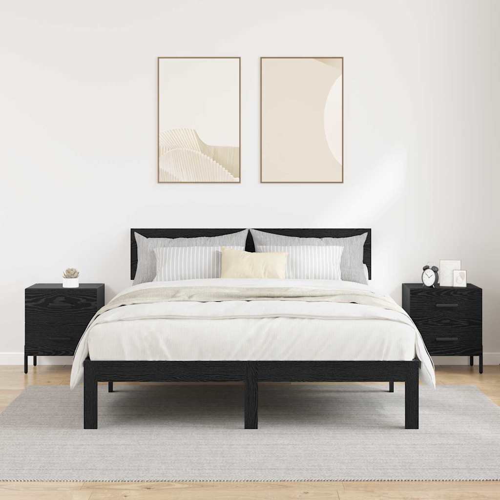 Éjjeliszekrény 2 db Fekete tölgy 40 x 35 x 47,5 cm Szerelt Fa