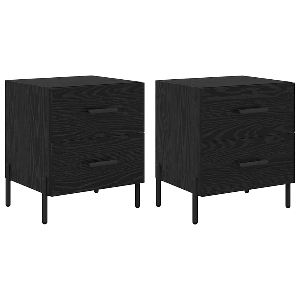 Éjjeliszekrény 2 db Fekete tölgy 40 x 35 x 47,5 cm Szerelt Fa