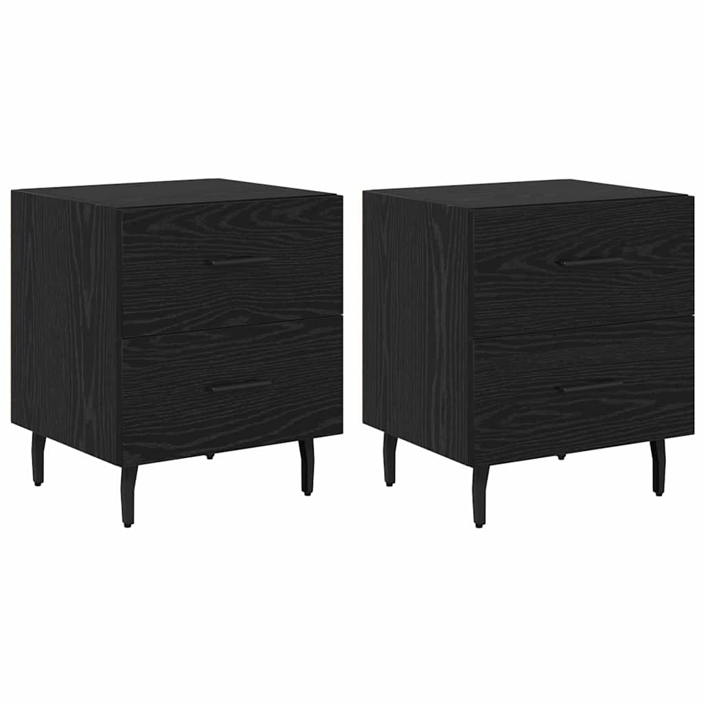 Éjjeliszekrény 2 db Fekete tölgy 40 x 35 x 47,5 cm Szerelt Fa