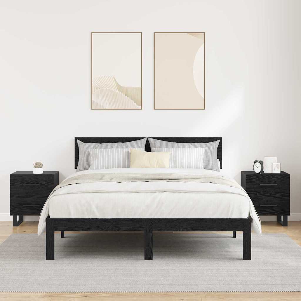 Éjjeliszekrény 2 db Fekete tölgy 40 x 35 x 47,5 cm Szerelt Fa