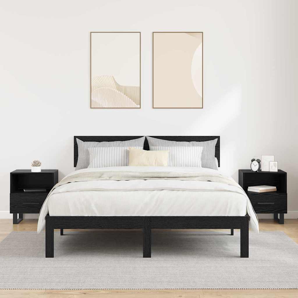 Éjjeliszekrény 2 db Fekete tölgy 40 x 35 x 47,5 cm Szerelt Fa
