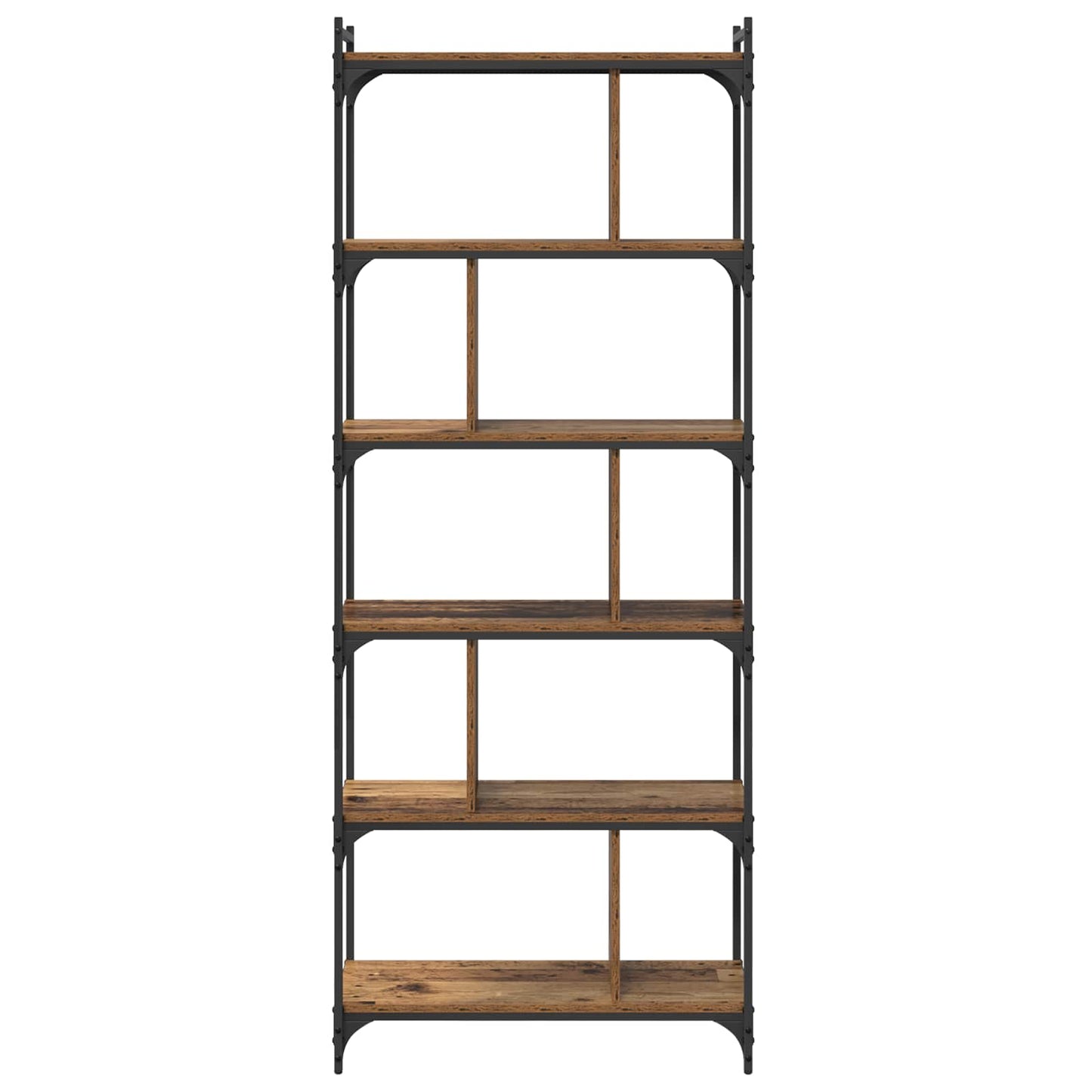 Könyvszekrény 5 szintes 76 x 32 x 192 cm Szerelt Fa Régi fa