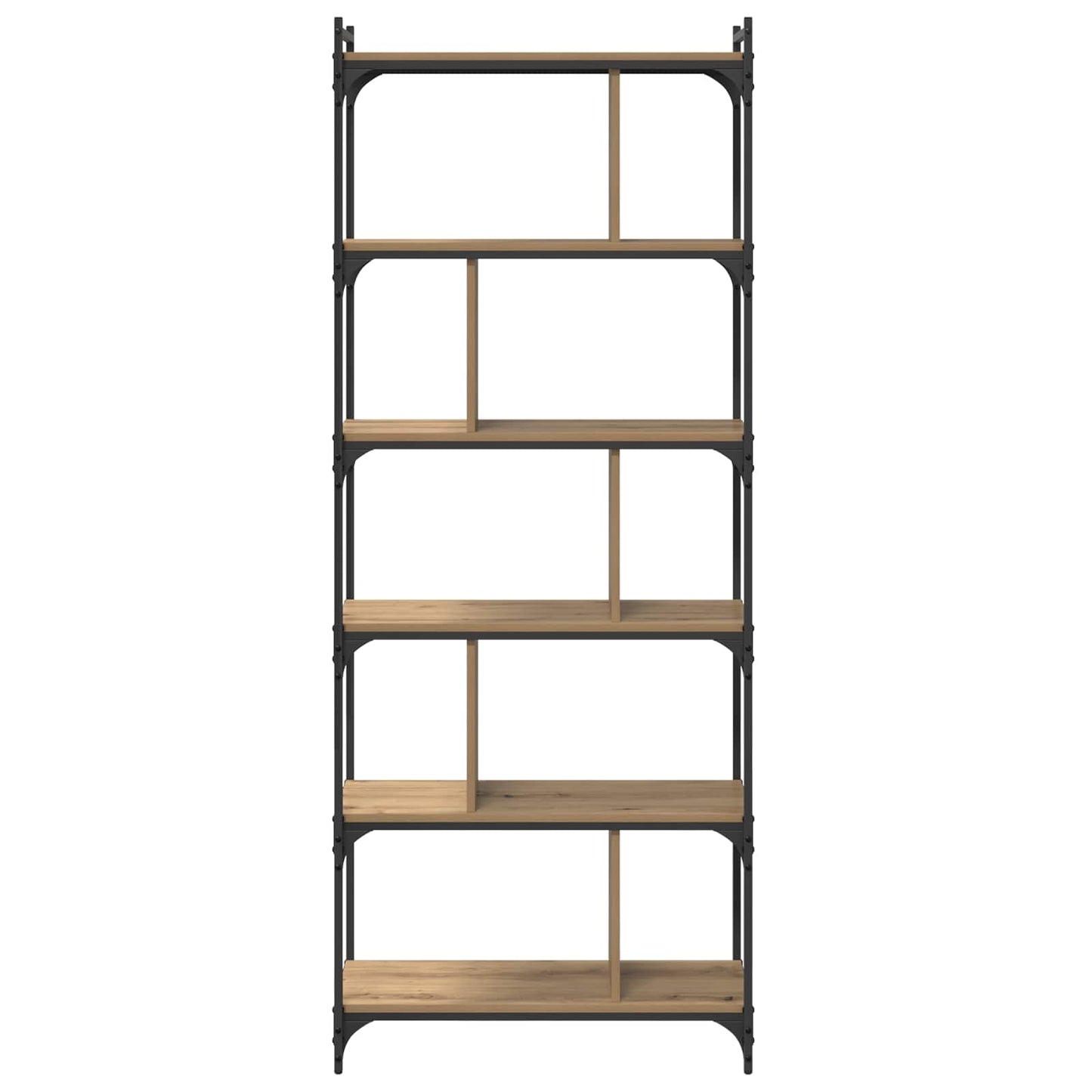 Könyvszekrény 5 szintes 76 x 32 x 192 cm Faanyag kézműves tölgy