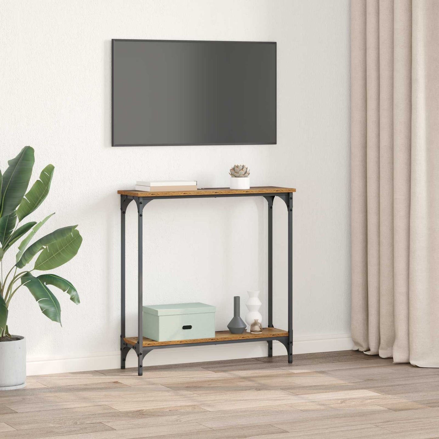 Konzolasztal Öreg fa 75 x 22,5 x 75 cm Szerelt Fa
