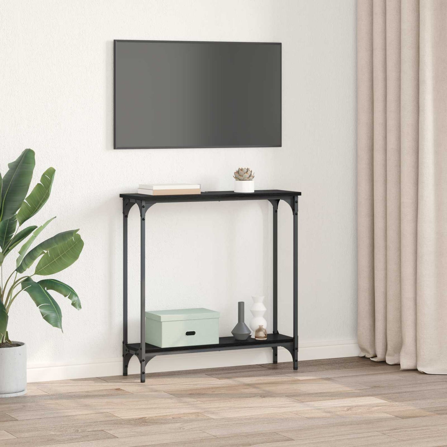 Konzolasztal Fekete tölgy 75 x 22,5 x 75 cm Szerelt Fa