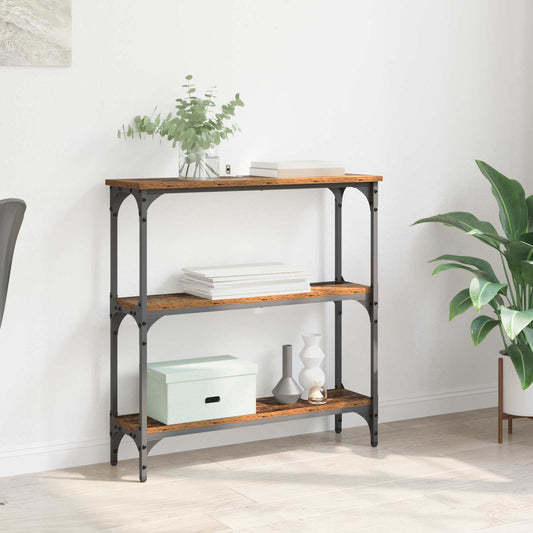 Konzolasztal polcokkal Öreg fa 75 x 22,5 x 75 cm Faanyag