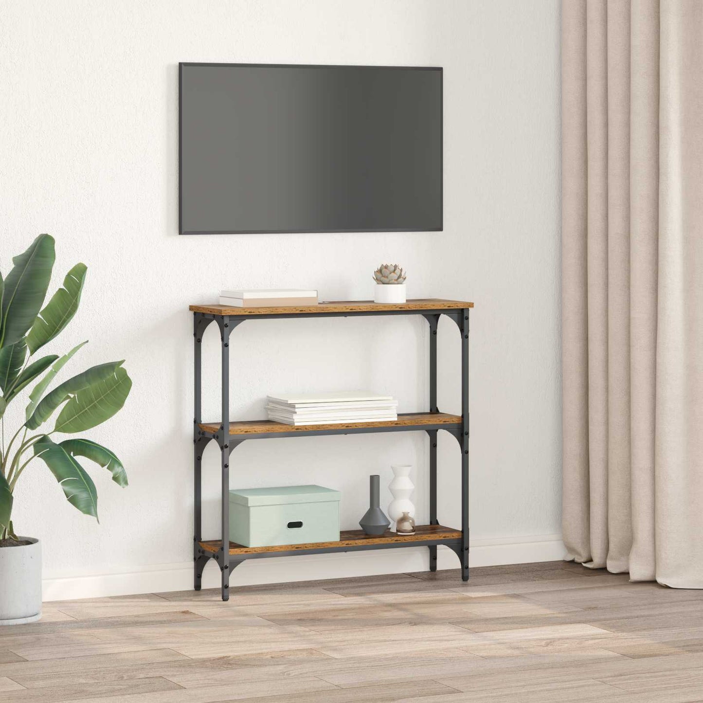 Konzolasztal Öreg fa 75 x 22,5 x 75 cm Szerelt Fa