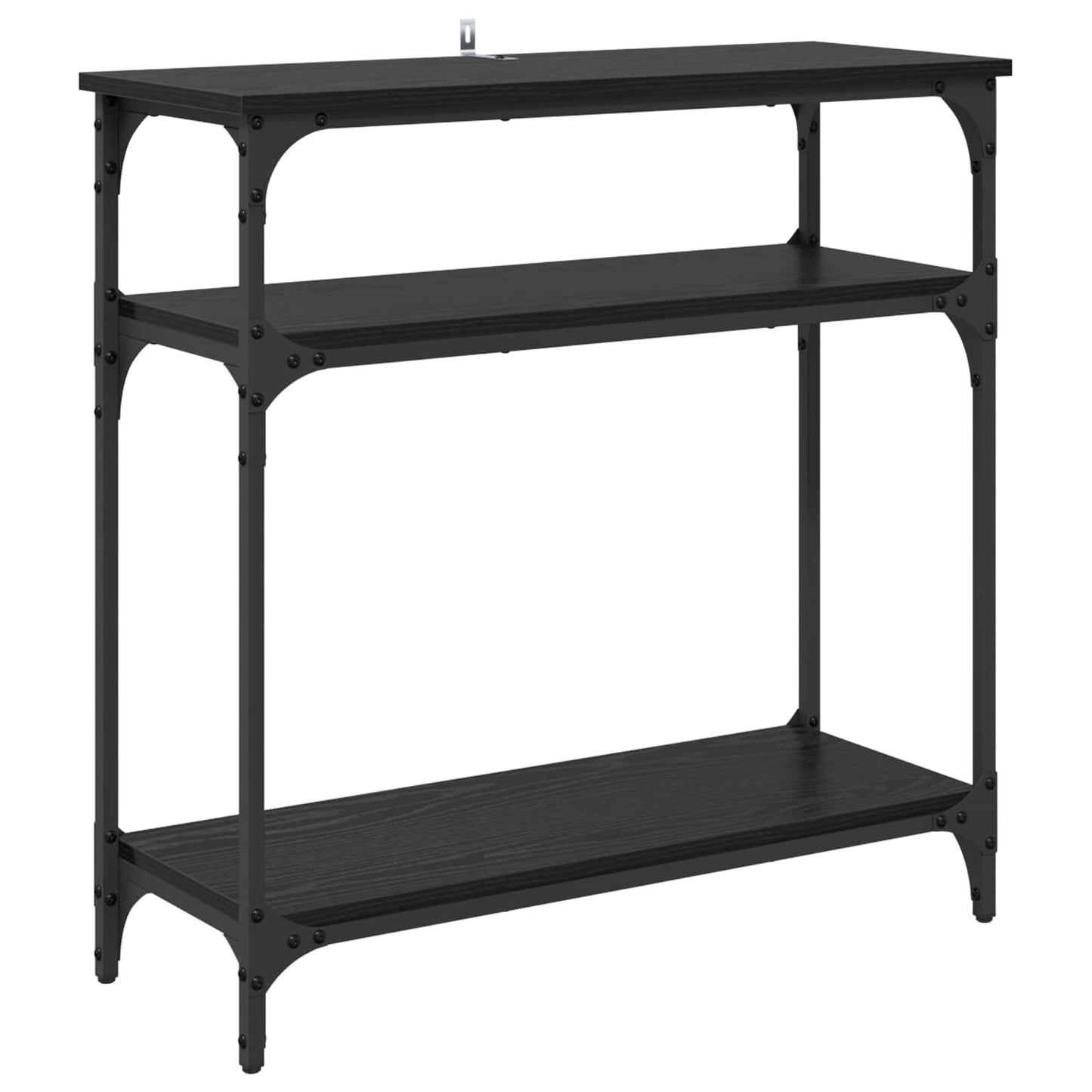Konzolasztal polcokkal Fekete tölgy 75 x 29 x 75 cm Faanyag