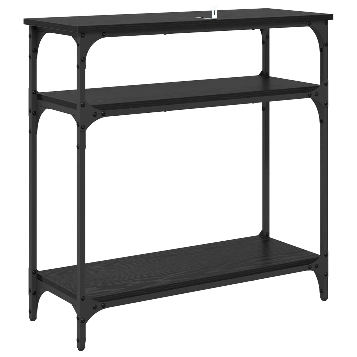 Konzolasztal polcokkal Fekete tölgy 75 x 29 x 75 cm Faanyag