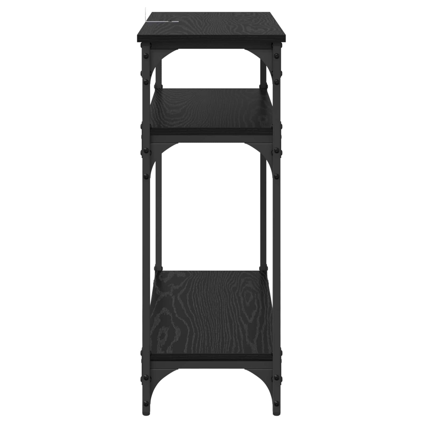 Konzolasztal polcokkal Fekete tölgy 75 x 29 x 75 cm Faanyag