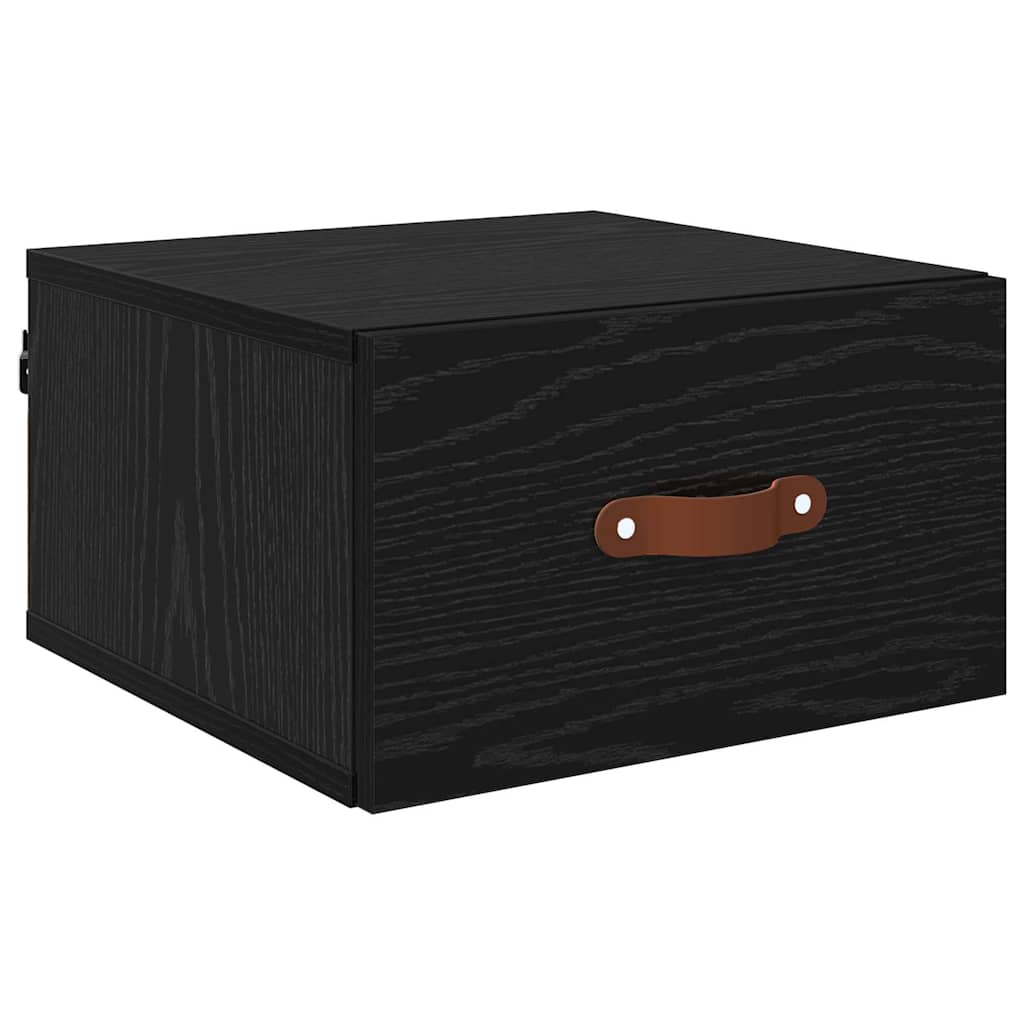 Fali éjjeli szekrény 35 x 35 x 20 cm Szerelt Fa Fekete tölgy